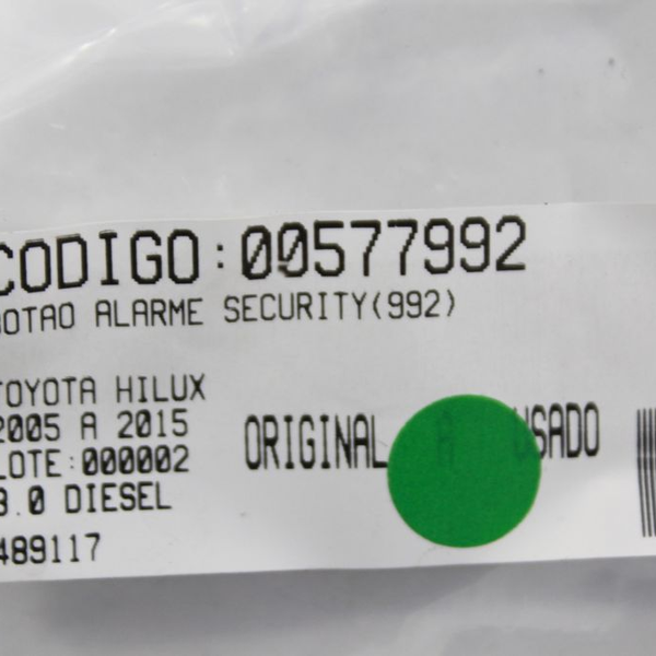 BOTÃO ALARME SECURITY TOYOTA HILUX 05-15(992)